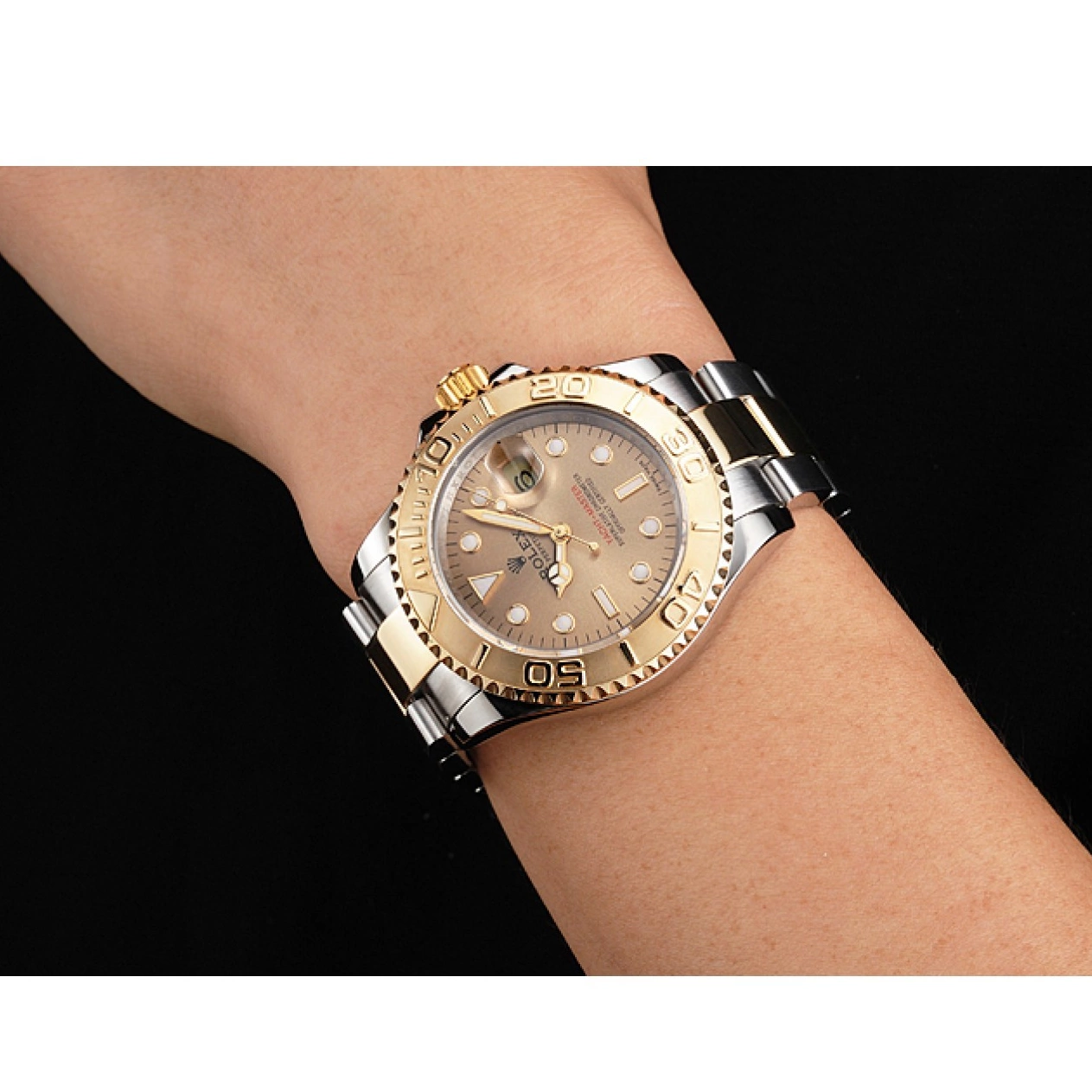 Rolex aaa copy Steel Bezel Yacht-Master Two Rolex Gold Gray Tone Case Swiss Dial Stainless Dial 0801